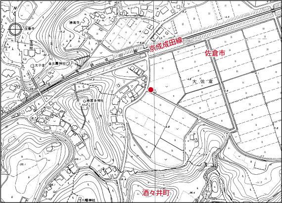 大佐倉松合道標の位置図