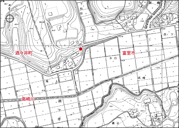 芝山道新橋堤道標の位置図