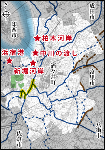 「印旛沼の湊」位置図