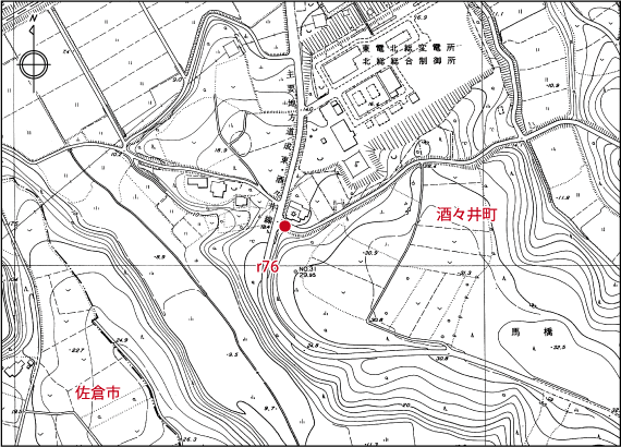 旧東金道馬橋鷲尾余道標の位置図