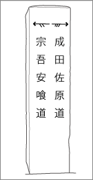 成田道上岩橋岩崎道標の正面文字