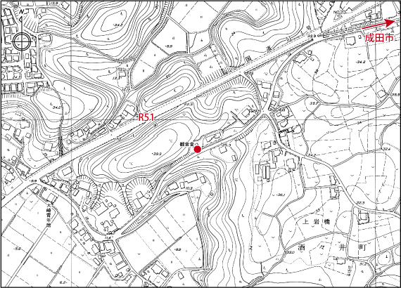 上岩橋萩山句碑道標の位置図