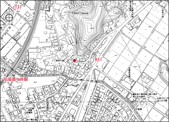  成田道上岩橋六番組道標の位置図